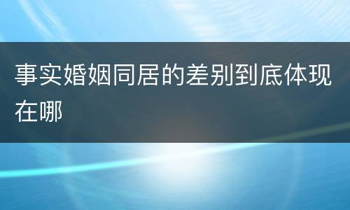 事实婚姻同居的差别到底体现在哪