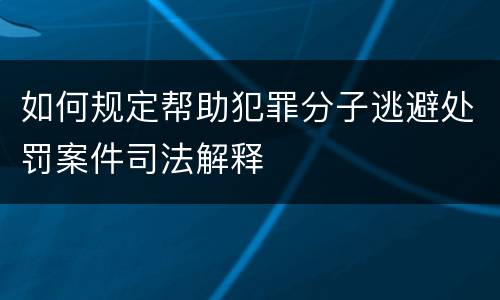如何规定帮助犯罪分子逃避处罚案件司法解释