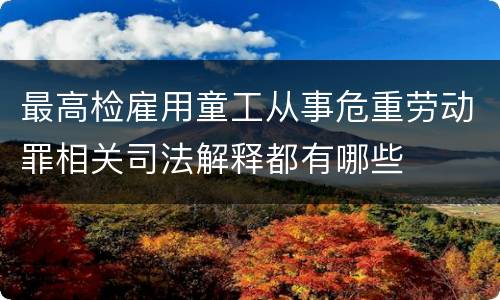 最高检雇用童工从事危重劳动罪相关司法解释都有哪些