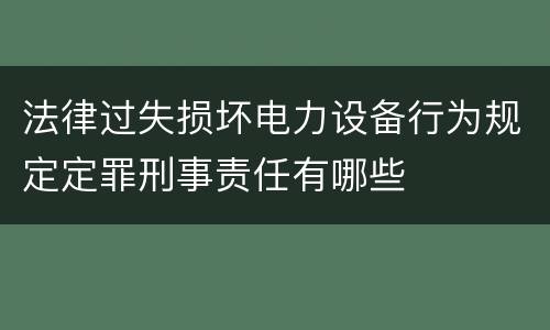 法律过失损坏电力设备行为规定定罪刑事责任有哪些