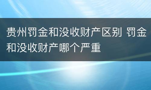 贵州罚金和没收财产区别 罚金和没收财产哪个严重