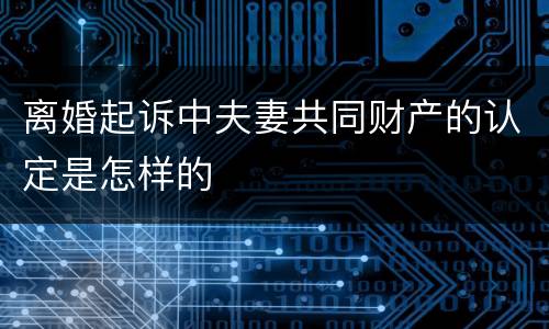 离婚起诉中夫妻共同财产的认定是怎样的