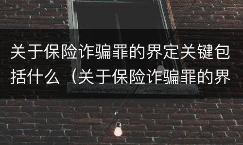 关于保险诈骗罪的界定关键包括什么（关于保险诈骗罪的界定关键包括什么）