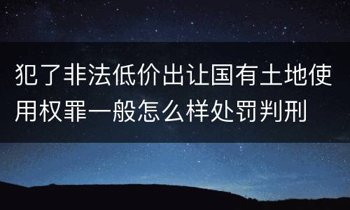 犯了非法低价出让国有土地使用权罪一般怎么样处罚判刑