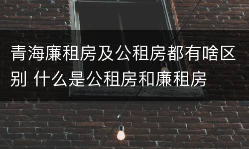 青海廉租房及公租房都有啥区别 什么是公租房和廉租房