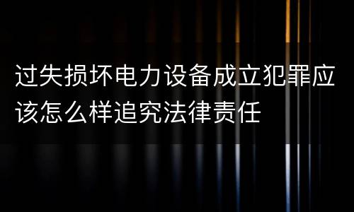 过失损坏电力设备成立犯罪应该怎么样追究法律责任