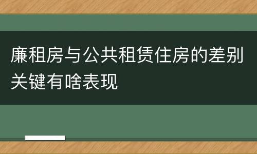 廉租房与公共租赁住房的差别关键有啥表现