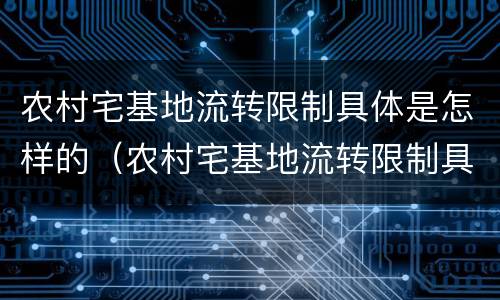 农村宅基地流转限制具体是怎样的（农村宅基地流转限制具体是怎样的情况）