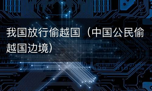 我国放行偷越国（中国公民偷越国边境）