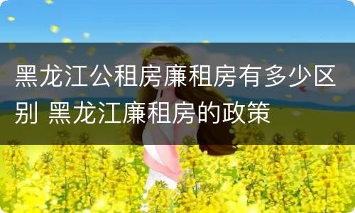 黑龙江公租房廉租房有多少区别 黑龙江廉租房的政策