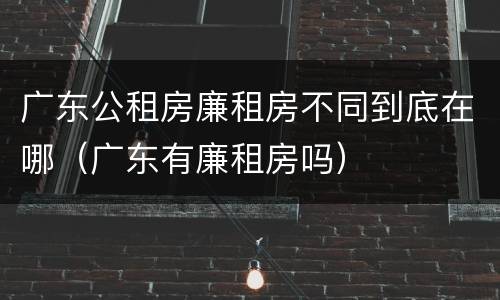 广东公租房廉租房不同到底在哪（广东有廉租房吗）