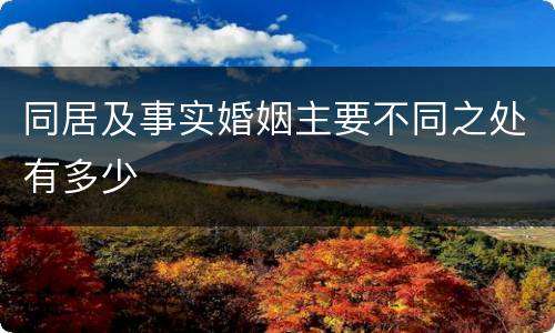 同居及事实婚姻主要不同之处有多少