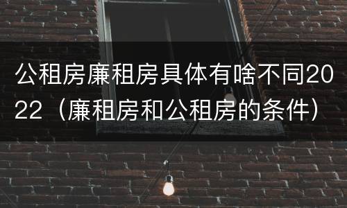 公租房廉租房具体有啥不同2022（廉租房和公租房的条件）