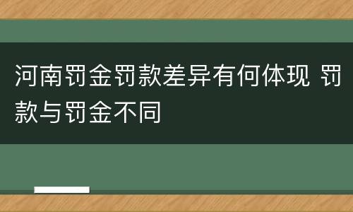河南罚金罚款差异有何体现 罚款与罚金不同