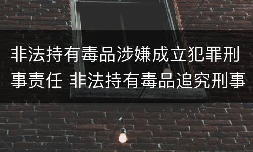 非法持有毒品涉嫌成立犯罪刑事责任 非法持有毒品追究刑事责任吗