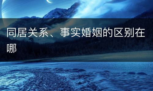 同居关系、事实婚姻的区别在哪