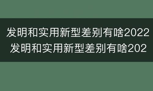 发明和实用新型差别有啥2022 发明和实用新型差别有啥2022年的