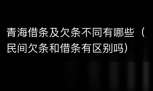 青海借条及欠条不同有哪些（民间欠条和借条有区别吗）