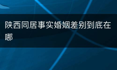 陕西同居事实婚姻差别到底在哪