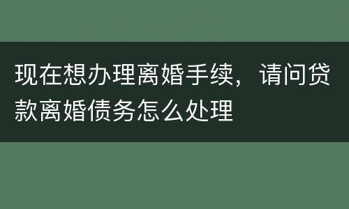 现在想办理离婚手续，请问贷款离婚债务怎么处理