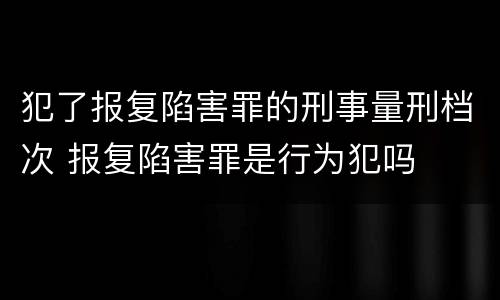 犯了报复陷害罪的刑事量刑档次 报复陷害罪是行为犯吗