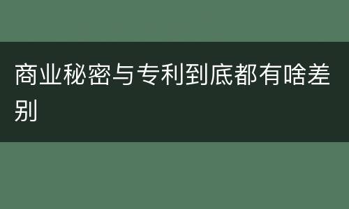 商业秘密与专利到底都有啥差别