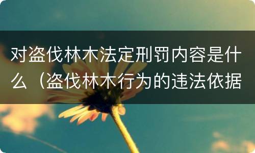 对盗伐林木法定刑罚内容是什么（盗伐林木行为的违法依据）