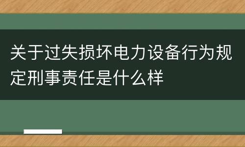 关于过失损坏电力设备行为规定刑事责任是什么样