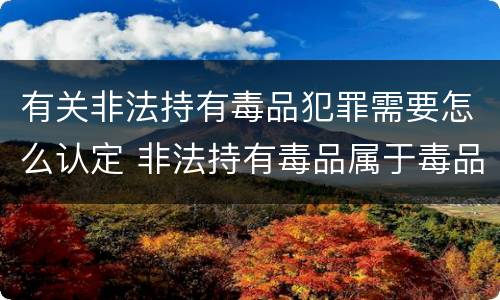 有关非法持有毒品犯罪需要怎么认定 非法持有毒品属于毒品犯罪吗?