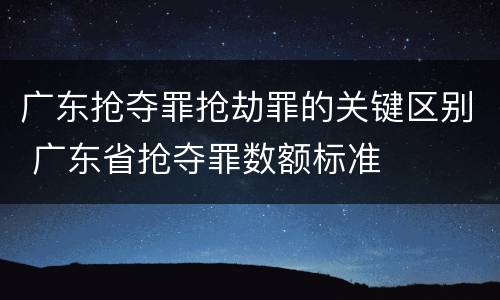 广东抢夺罪抢劫罪的关键区别 广东省抢夺罪数额标准