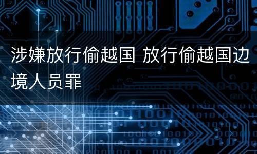 涉嫌放行偷越国 放行偷越国边境人员罪