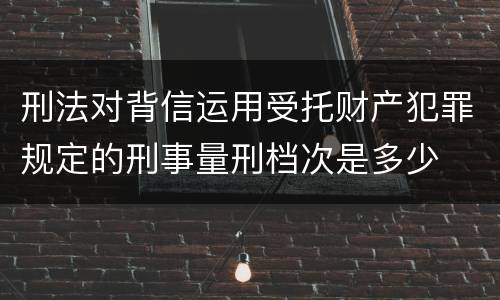 刑法对背信运用受托财产犯罪规定的刑事量刑档次是多少
