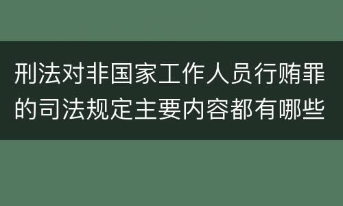 刑法对非国家工作人员行贿罪的司法规定主要内容都有哪些