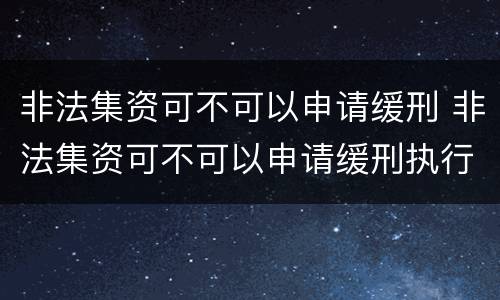 非法集资可不可以申请缓刑 非法集资可不可以申请缓刑执行