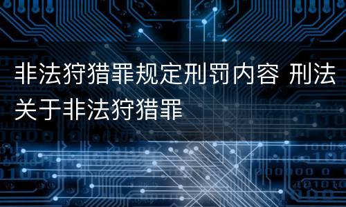 非法狩猎罪规定刑罚内容 刑法关于非法狩猎罪