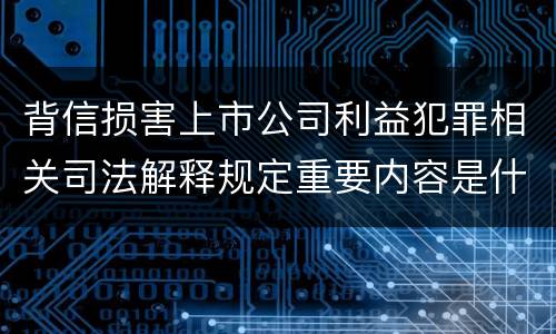 背信损害上市公司利益犯罪相关司法解释规定重要内容是什么