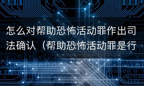 怎么对帮助恐怖活动罪作出司法确认（帮助恐怖活动罪是行为犯吗）