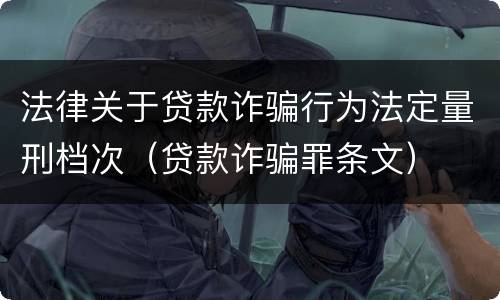 法律关于贷款诈骗行为法定量刑档次（贷款诈骗罪条文）