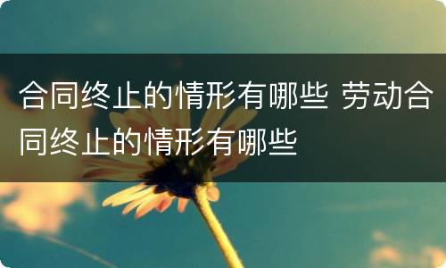 合同终止的情形有哪些 劳动合同终止的情形有哪些