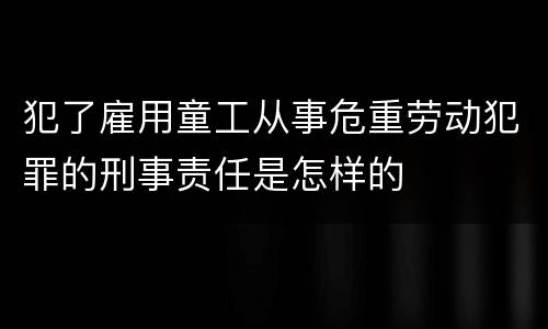 犯了雇用童工从事危重劳动犯罪的刑事责任是怎样的