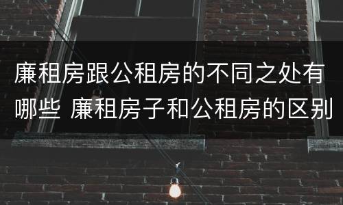 廉租房跟公租房的不同之处有哪些 廉租房子和公租房的区别