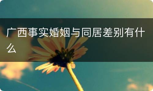 广西事实婚姻与同居差别有什么