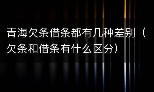 青海欠条借条都有几种差别（欠条和借条有什么区分）
