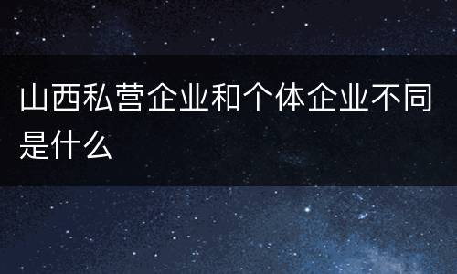 山西私营企业和个体企业不同是什么