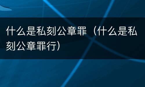 什么是私刻公章罪（什么是私刻公章罪行）