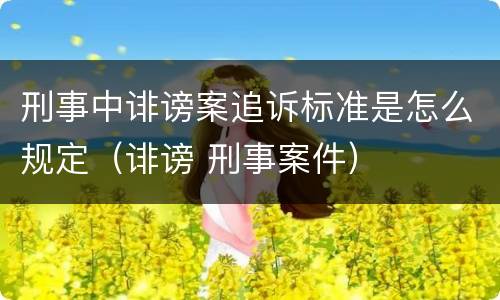 刑事中诽谤案追诉标准是怎么规定（诽谤 刑事案件）