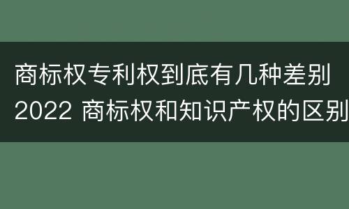 商标权专利权到底有几种差别2022 商标权和知识产权的区别