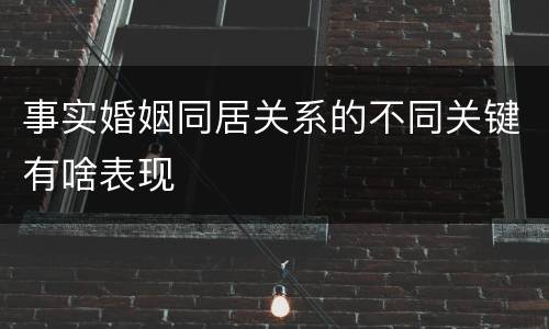 事实婚姻同居关系的不同关键有啥表现