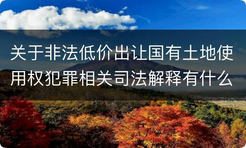 关于非法低价出让国有土地使用权犯罪相关司法解释有什么重要规定