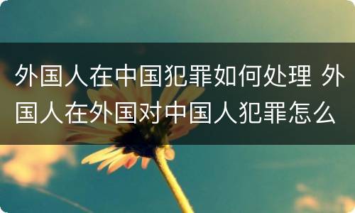 外国人在中国犯罪如何处理 外国人在外国对中国人犯罪怎么管